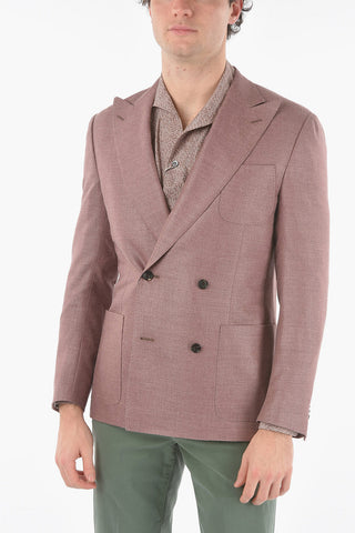 Double-breasted Peak Lapel GATE Silk Blend Blazer