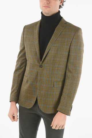 CC COLLECTION Gingham Patterned Virgin Wool Blazer