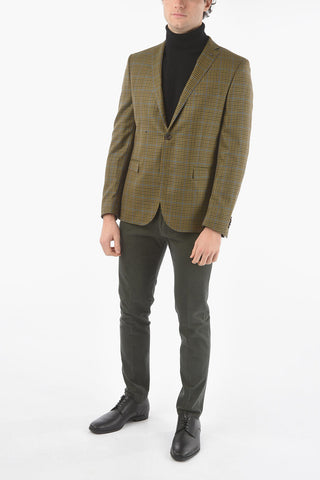 CC COLLECTION Gingham Patterned Virgin Wool Blazer