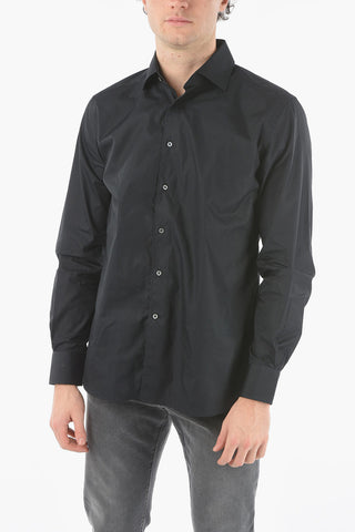 Popeline Cotton Shirt with Spread Collar