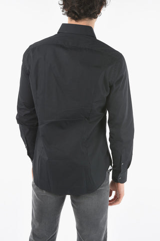 Popeline Cotton Shirt with Spread Collar