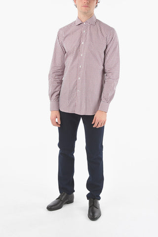 Checked Shirt with Spread Collar
