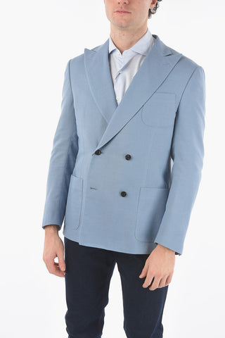 Double-breasted Peak Lapel GATE Cotton Blend Blazer