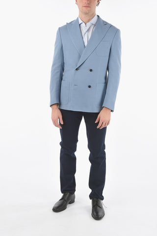 Double-breasted Peak Lapel GATE Cotton Blend Blazer