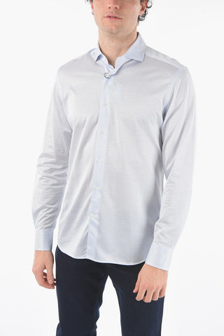 Popeline Cotton Shirt with Spread Collar
