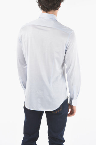 Popeline Cotton Shirt with Spread Collar