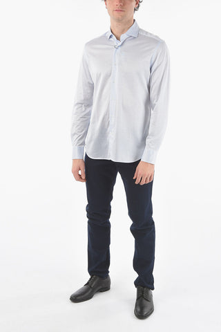 Popeline Cotton Shirt with Spread Collar
