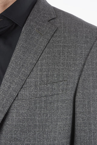 Notch Lapel District Check Wool and Cotton Blazer