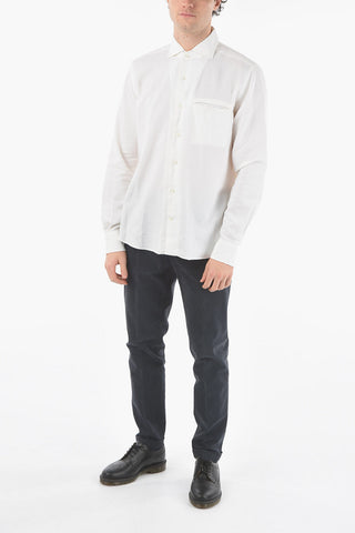 ID CamiciaTwill in Misto Cashmere con Taschino e Logo Ricamato