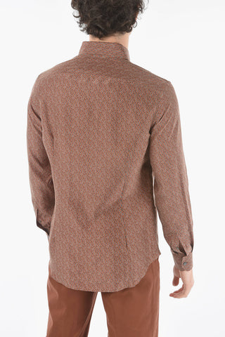 Camicia in Seta a Fantasia con Collo Francese