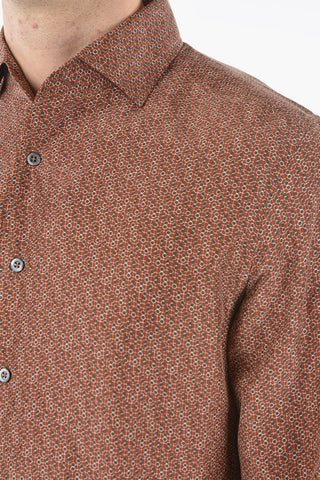 Camicia in Seta a Fantasia con Collo Francese