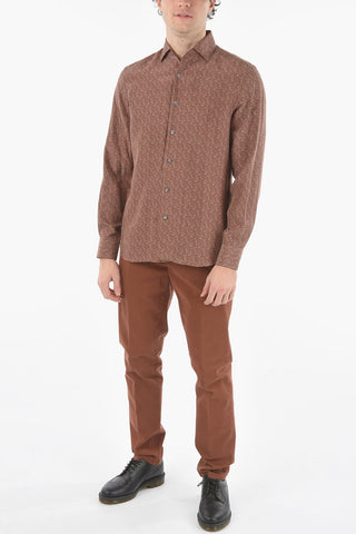 Camicia in Seta a Fantasia con Collo Francese