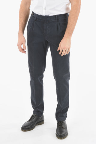 Double-pleated Cotton Blend Chino Pants