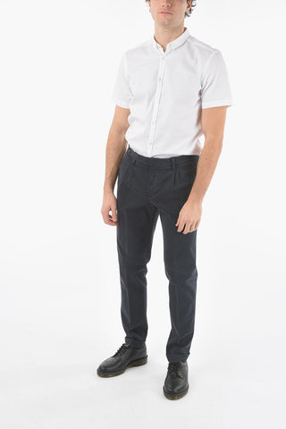 Double-pleated Cotton Blend Chino Pants