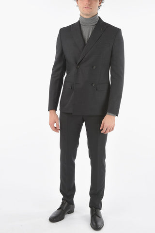 CC COLLECTION Double-breasted RESET Suit in Bird's eye-motif with Peak Lapel