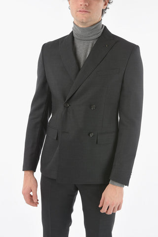 CC COLLECTION Double-breasted RESET Suit in Bird's eye-motif with Peak Lapel