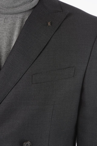 CC COLLECTION Double-breasted RESET Suit in Bird's eye-motif with Peak Lapel