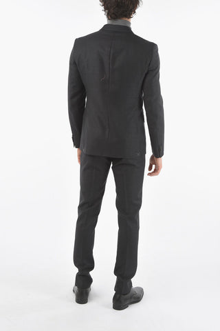 CC COLLECTION Double-breasted RESET Suit in Bird's eye-motif with Peak Lapel