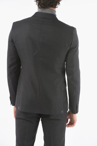 CC COLLECTION Double-breasted RESET Suit in Bird's eye-motif with Peak Lapel