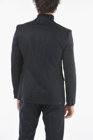 CC COLLECTION Abito RESET Gessato in Flanella con Spilla Coleottero