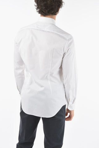Camicia in Popeline di Cotone Slim Fit con Collo Club