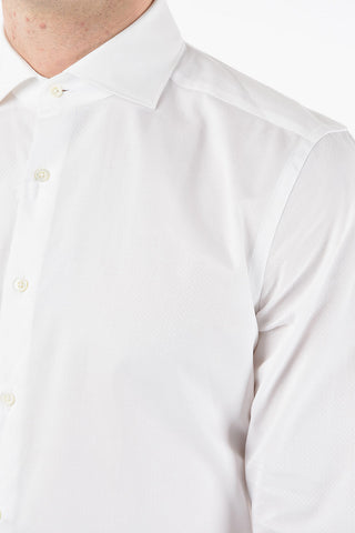 Camicia in Popeline di Cotone Slim Fit con Collo Club