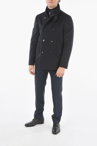 CC COLLECTION O. WEAR Double-breasted Coat with Removable Chest Piece