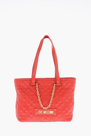LOVE Quilted Faux Leather Tote Bag