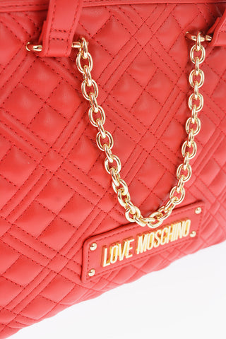 LOVE Quilted Faux Leather Tote Bag