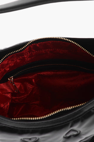 LOVE Borsa Hobo in Ecopelle con Cuori in Rilievo All Over