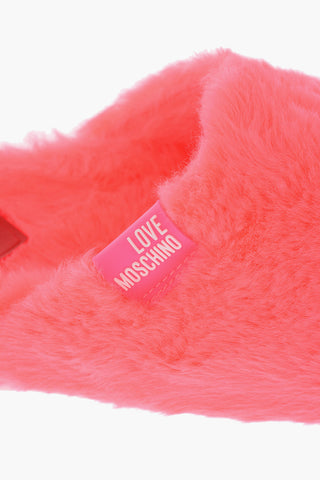 LOVE faux fur fluo slippers