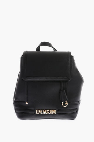 LOVE Textured Faux Leather Backpack with Golden Logo