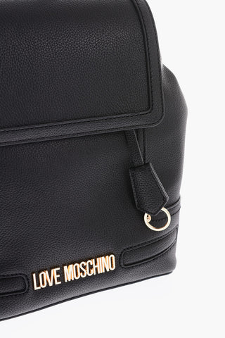 LOVE Textured Faux Leather Backpack with Golden Logo