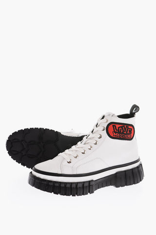 LOVE Two-Tone Leather High-Top Sneakers with Track Sole