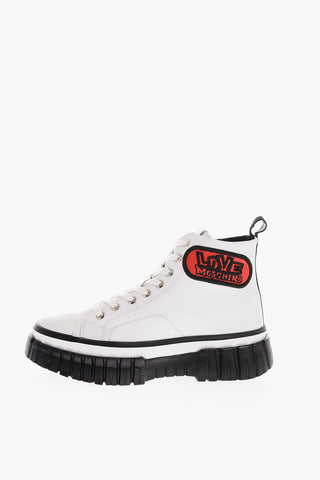 LOVE Two-Tone Leather High-Top Sneakers with Track Sole