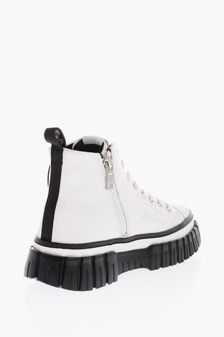 LOVE Two-Tone Leather High-Top Sneakers with Track Sole