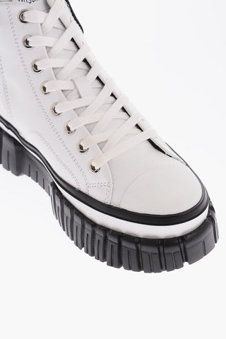 LOVE Two-Tone Leather High-Top Sneakers with Track Sole