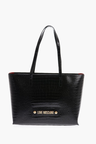 LOVE Crocodile Effect Faux Leather Tote Bag