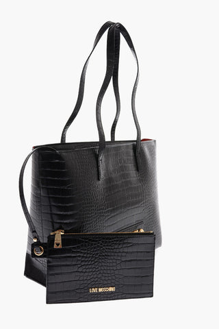 LOVE Crocodile Effect Faux Leather Tote Bag