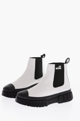 LOVE Two Tone Leather Chelsea Boots With Track Sole