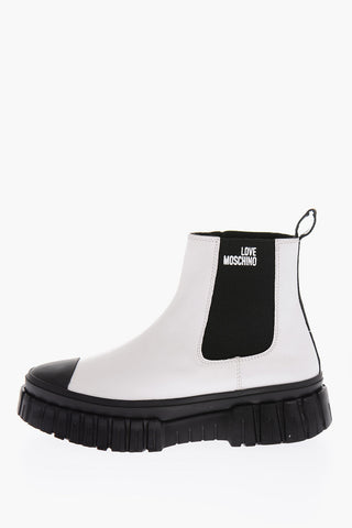 LOVE Two Tone Leather Chelsea Boots With Track Sole