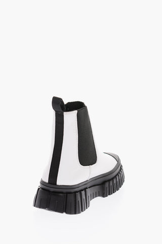 LOVE Two Tone Leather Chelsea Boots With Track Sole