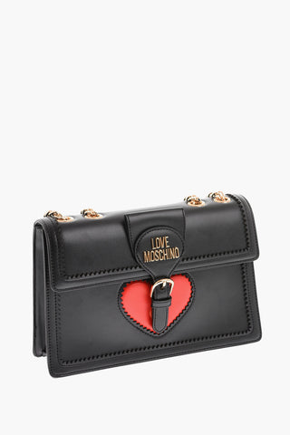 LOVE Faux Leather Shoulder Bag with Golden Chain