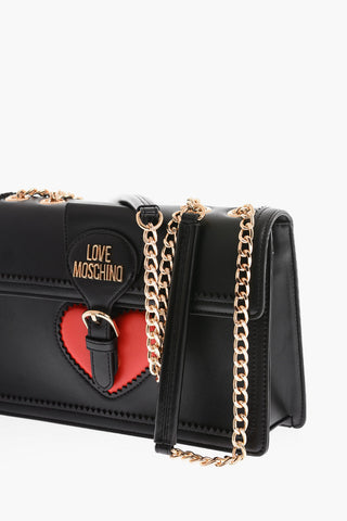 LOVE Faux Leather Shoulder Bag with Golden Chain