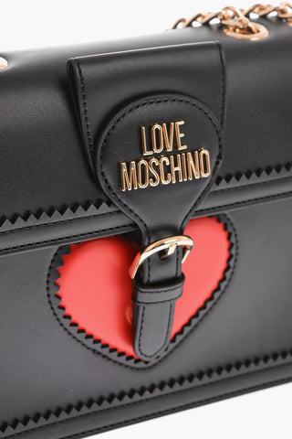 LOVE Faux Leather Shoulder Bag with Golden Chain