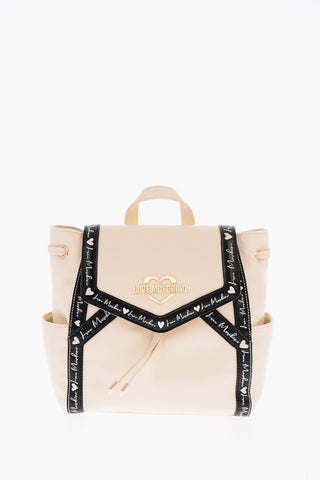 LOVE contrasting logoed detail faux leather backpack