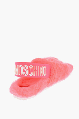 LOVE sandali fluo in ecopelliccia con banda elastica logata