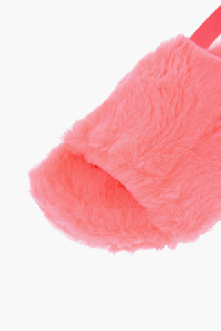 LOVE sandali fluo in ecopelliccia con banda elastica logata