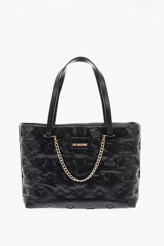 LOVE hearts embossed faux leather shoulder bag