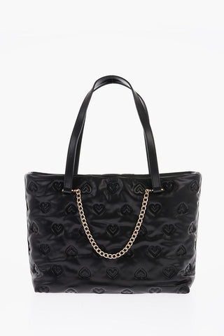 LOVE hearts embossed faux leather shoulder bag